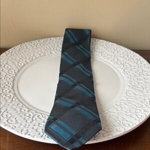 Calvin Klein Teal and Black Checkered Tie
